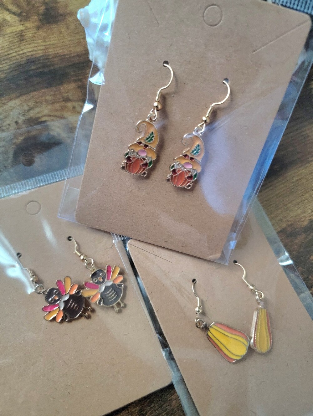 3pcs Fall Earrings Autumn Gnome Pumpkin Drop Earrings - Women Jewelry